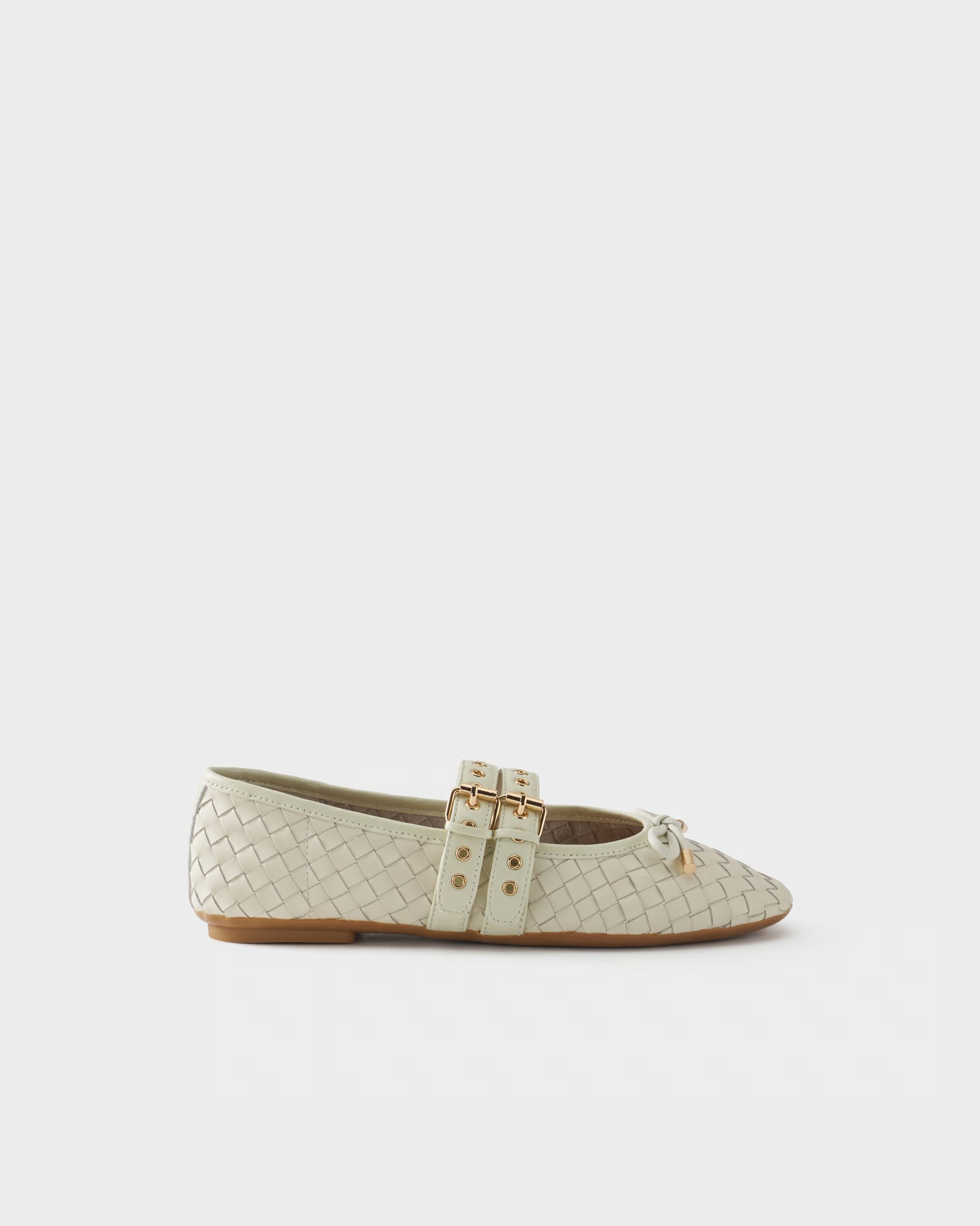 Ballerina in pelle intrecciata a dama