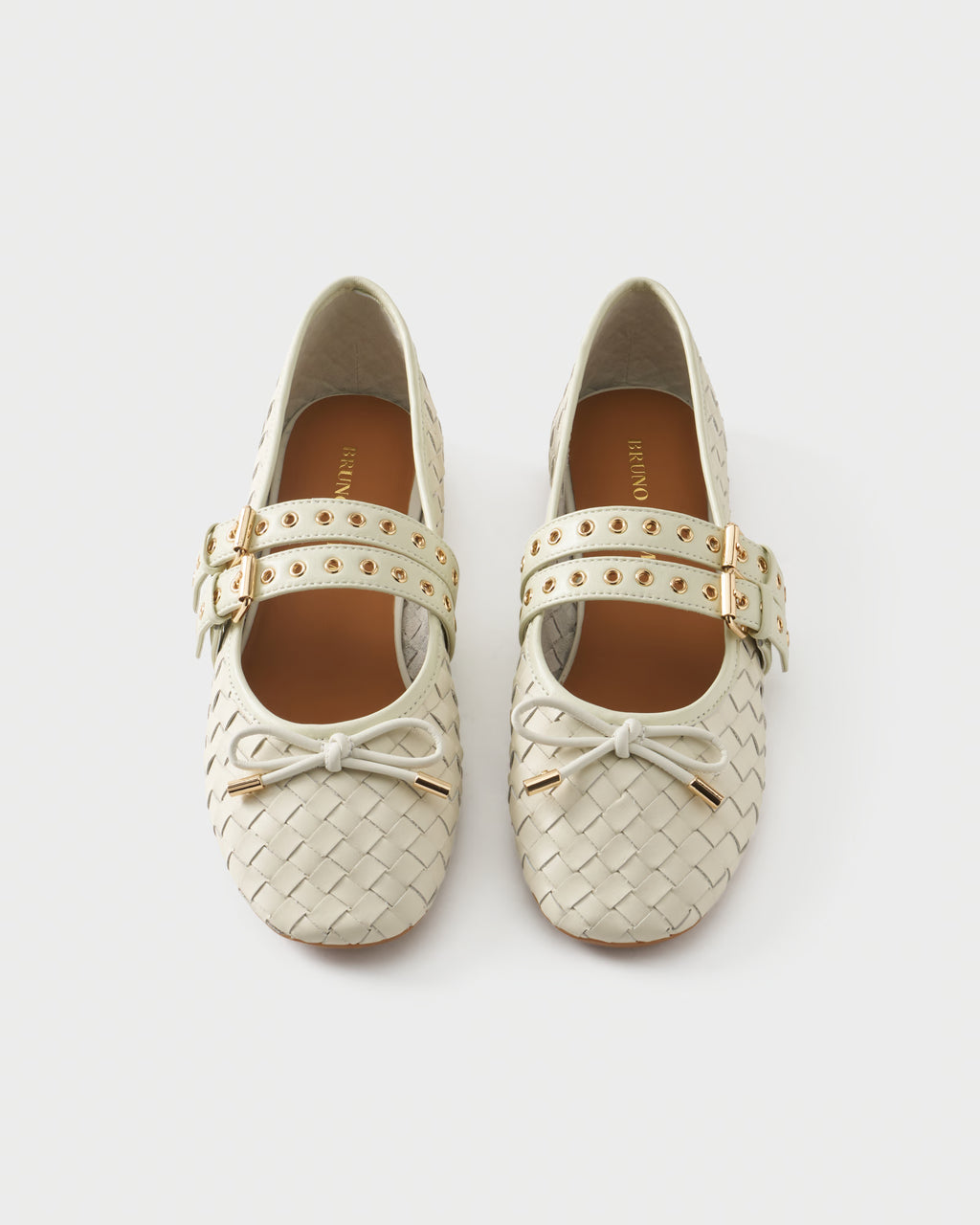 Woven checkerboard leather ballet flat
