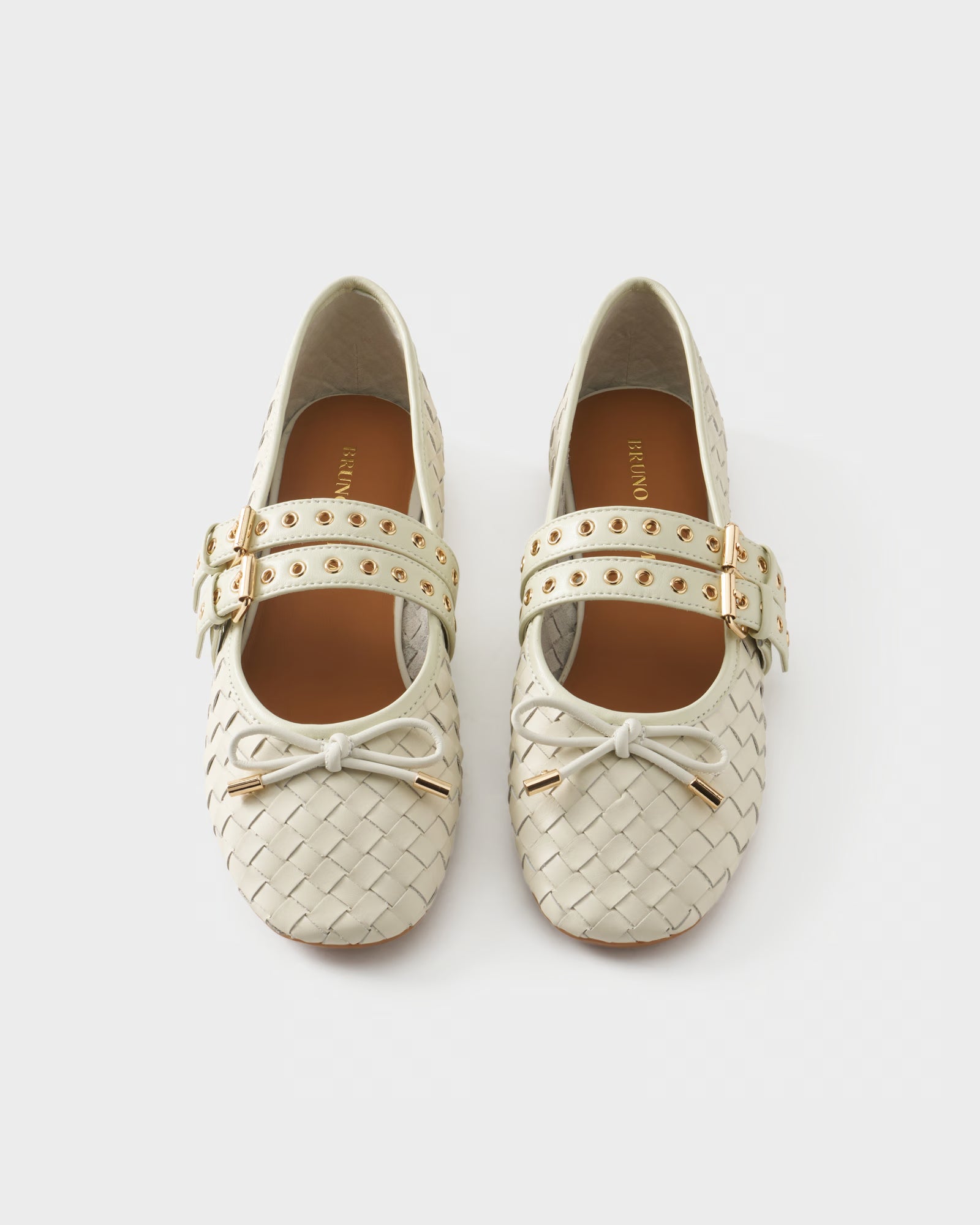 Woven checkerboard leather ballet flat