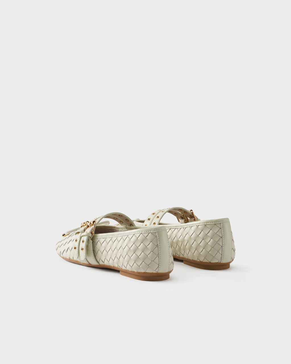 Woven checkerboard leather ballet flat