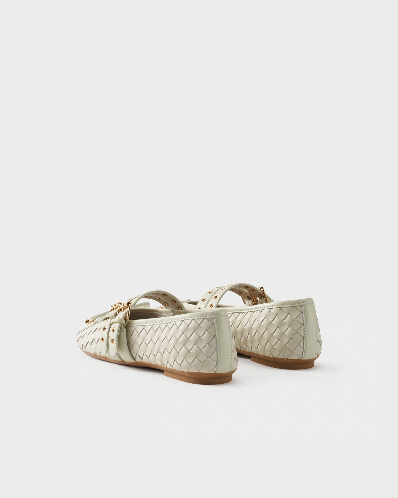 Woven checkerboard leather ballet flat