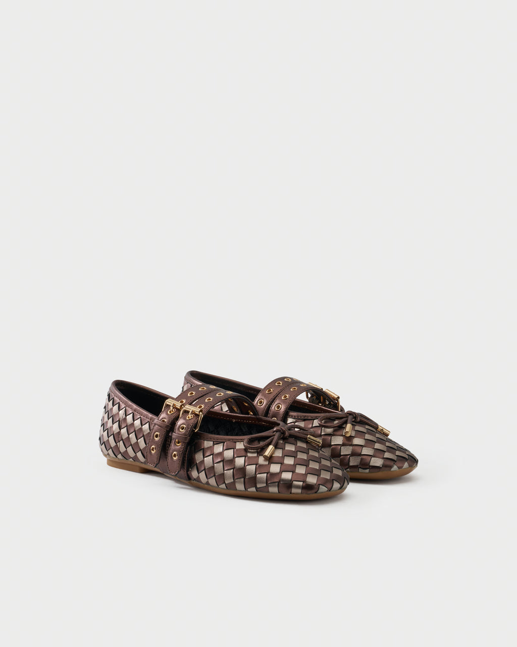 Ballerina in checkerboard woven laminated leather