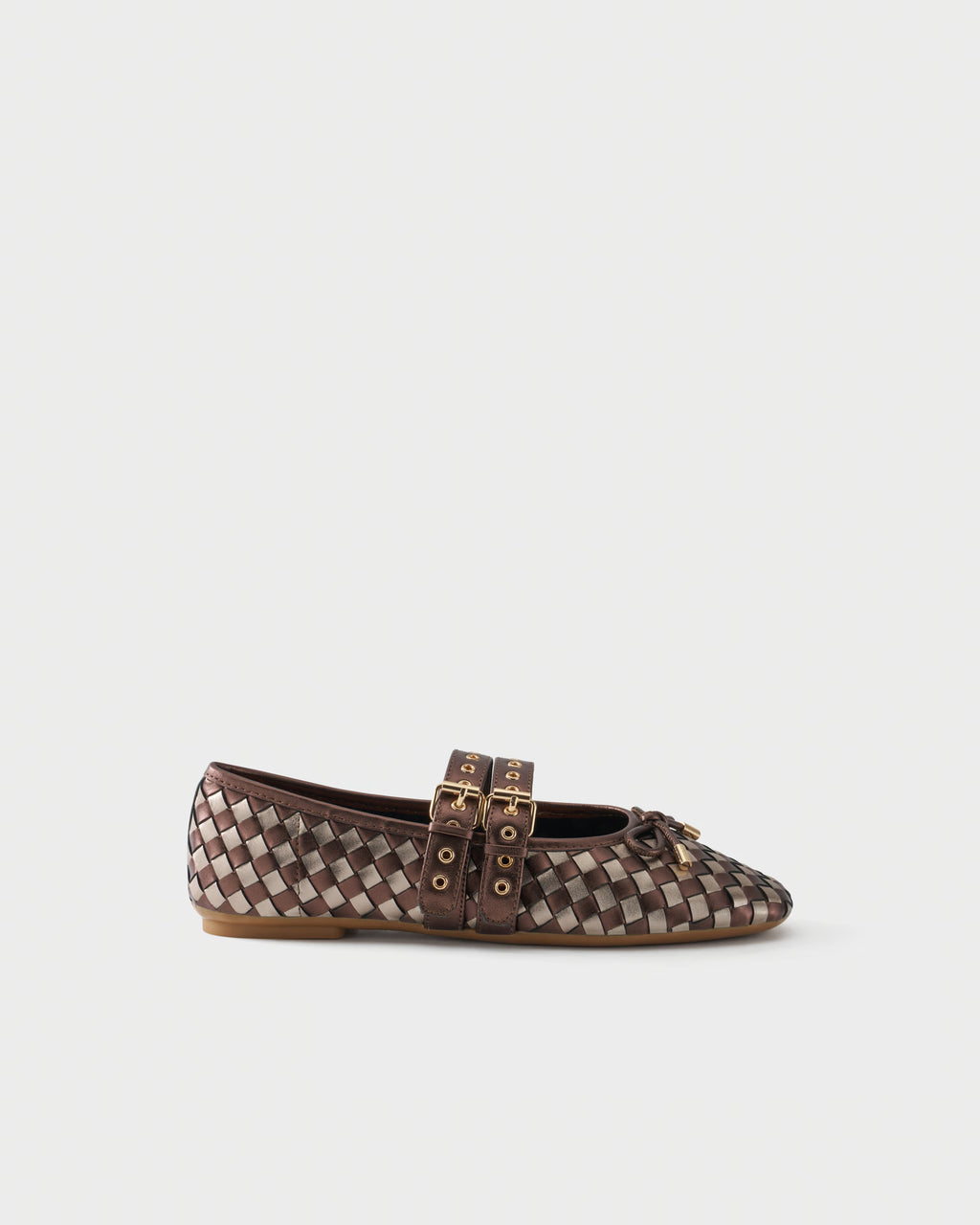 Ballerina in checkerboard woven laminated leather