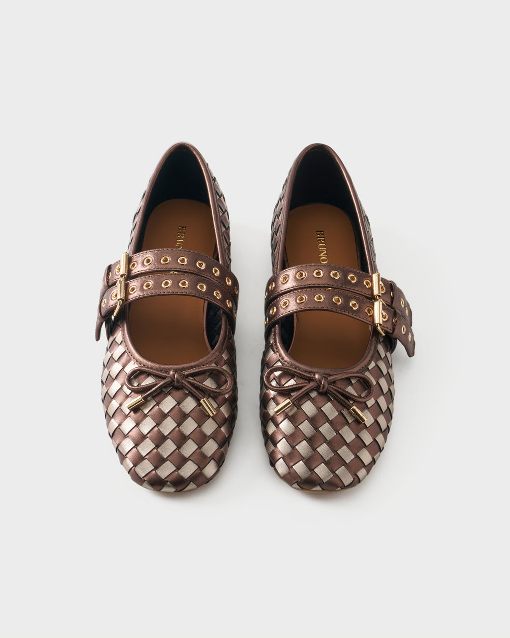 Ballerina in checkerboard woven laminated leather