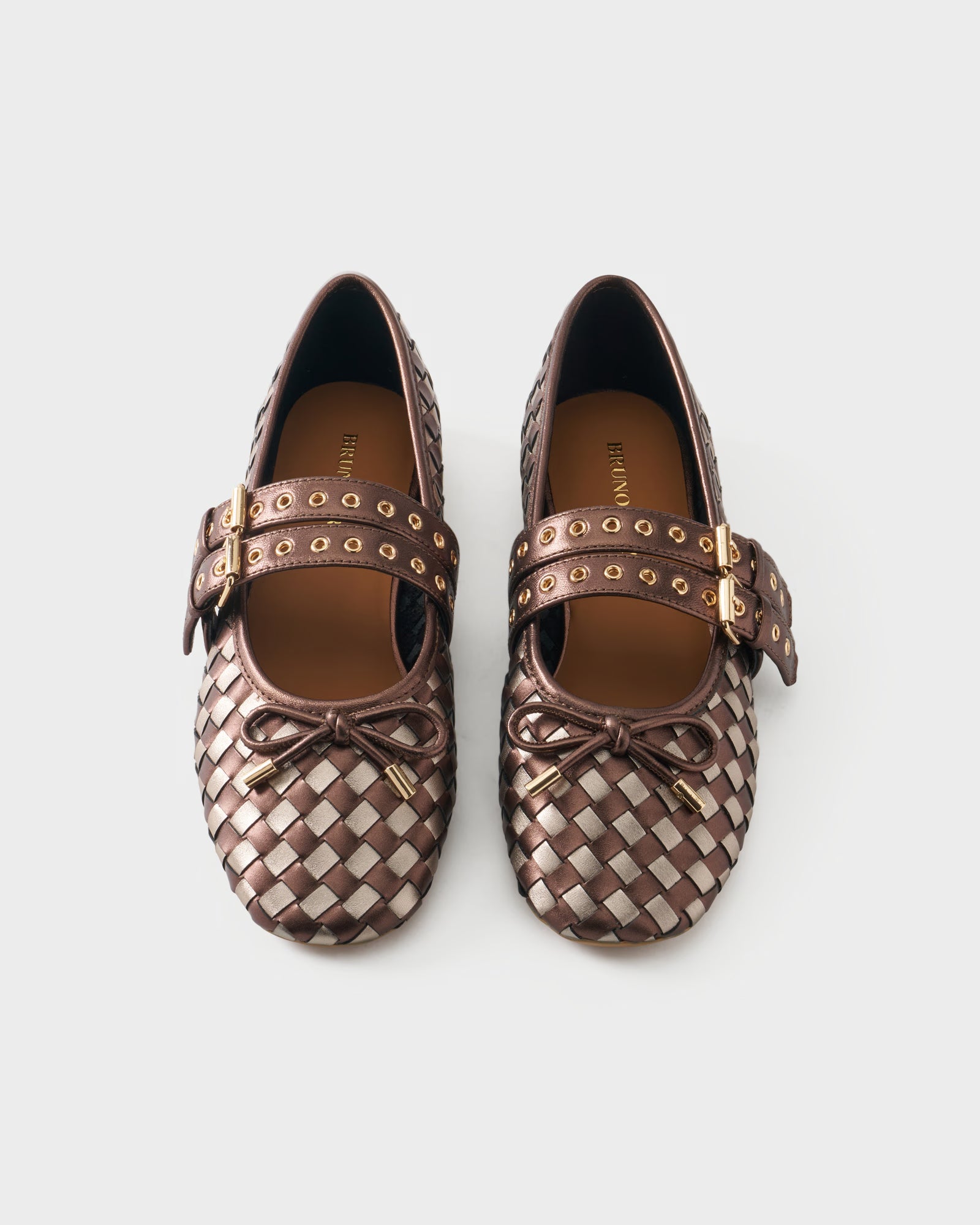 Ballerina in checkerboard woven laminated leather