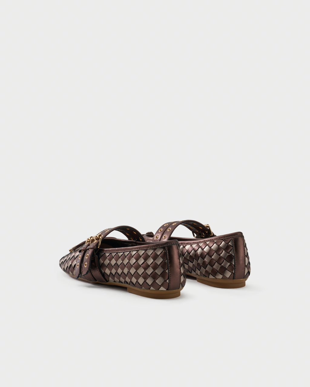 Ballerina in checkerboard woven laminated leather