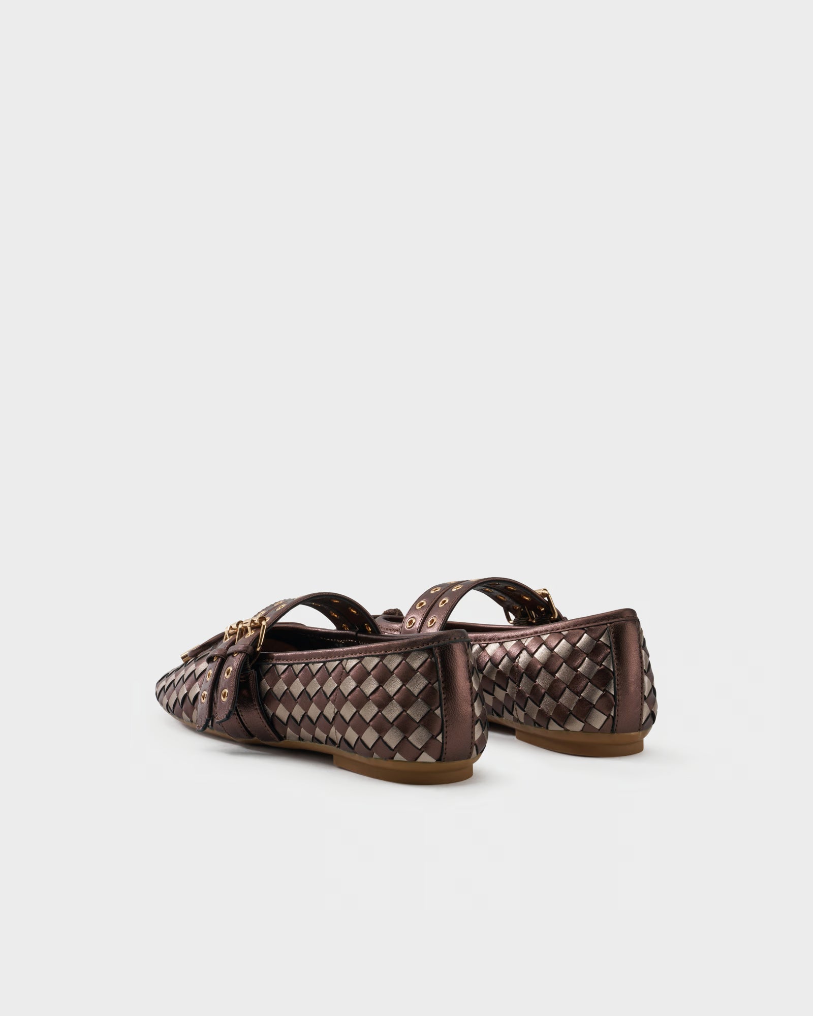 Ballerina in checkerboard woven laminated leather