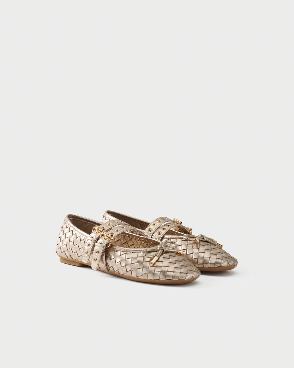Ballerina in checkerboard woven laminated leather