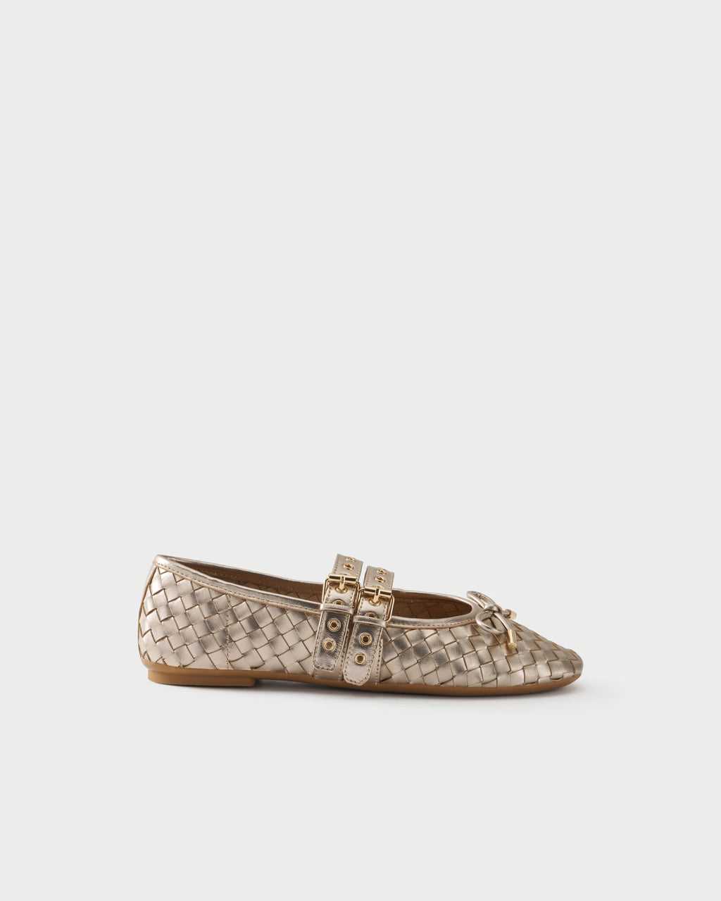 Ballerina in checkerboard woven laminated leather