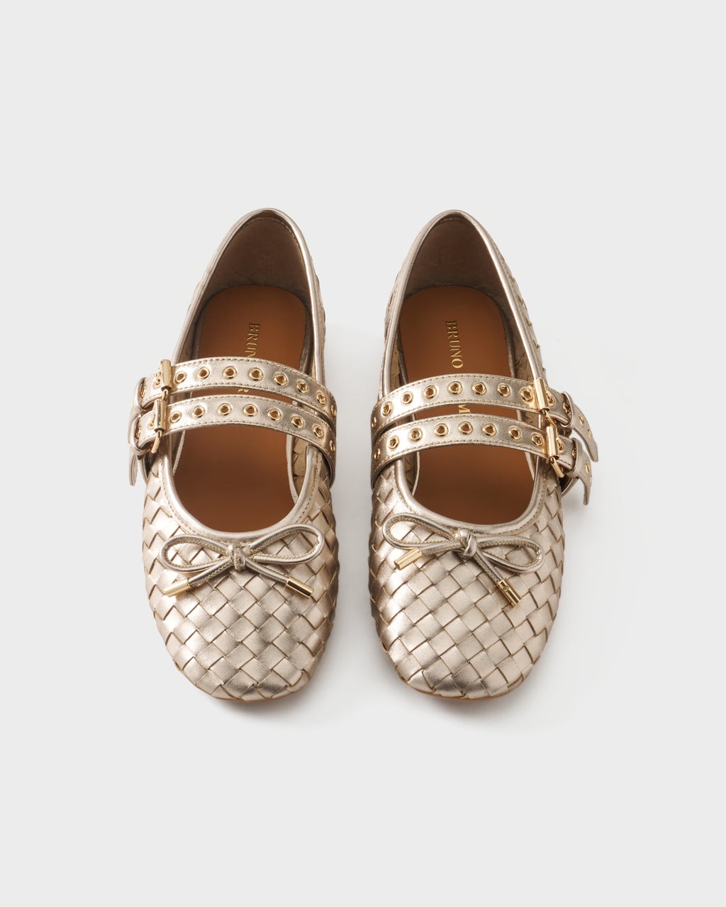 Ballerina in checkerboard woven laminated leather