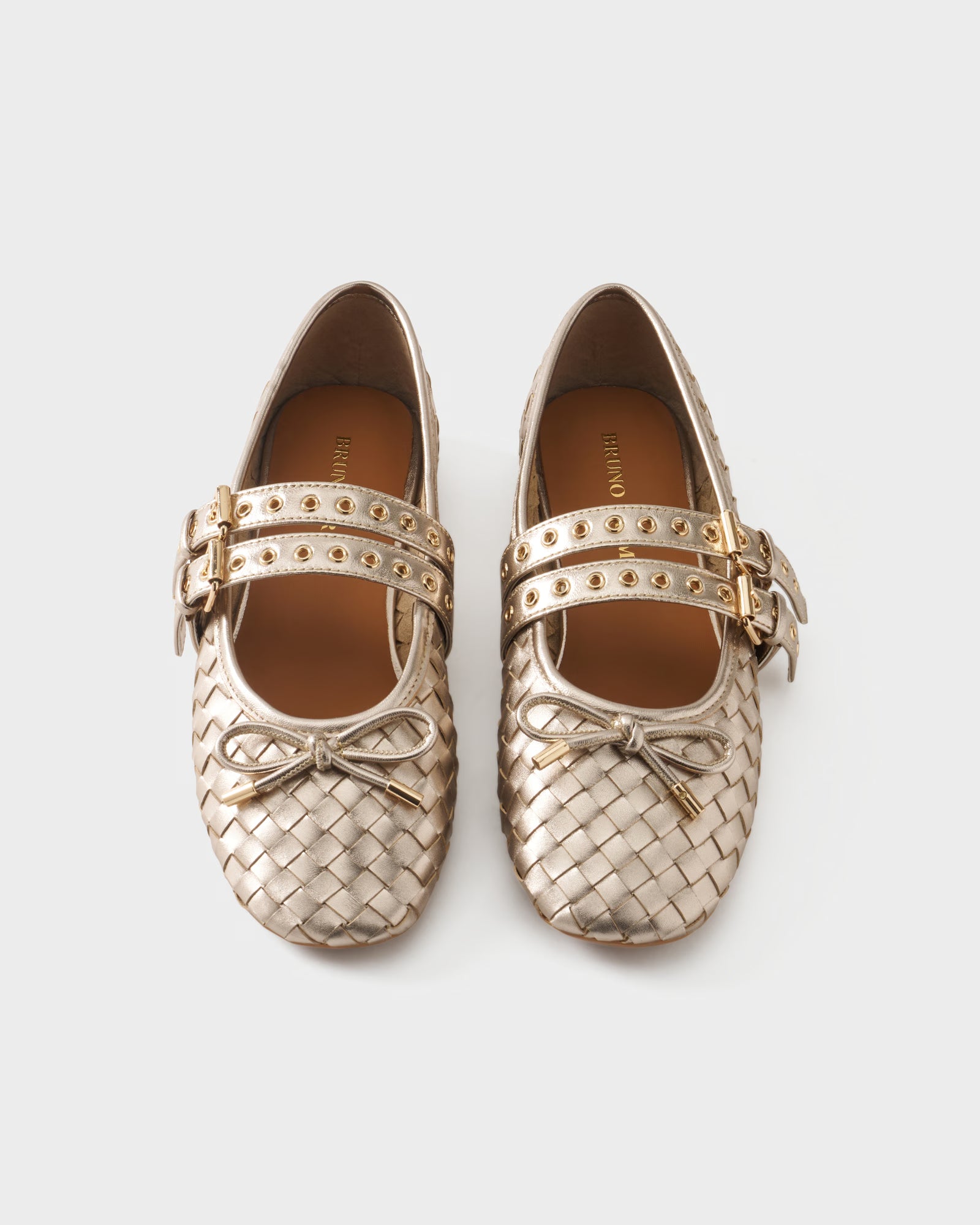 Ballerina in checkerboard woven laminated leather