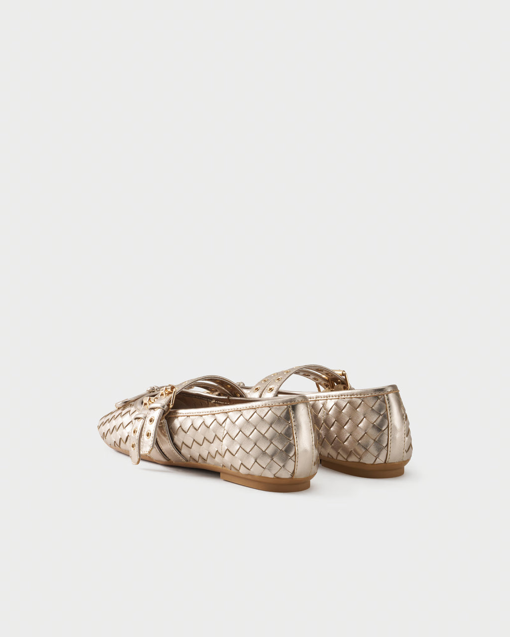 Ballerina in checkerboard woven laminated leather