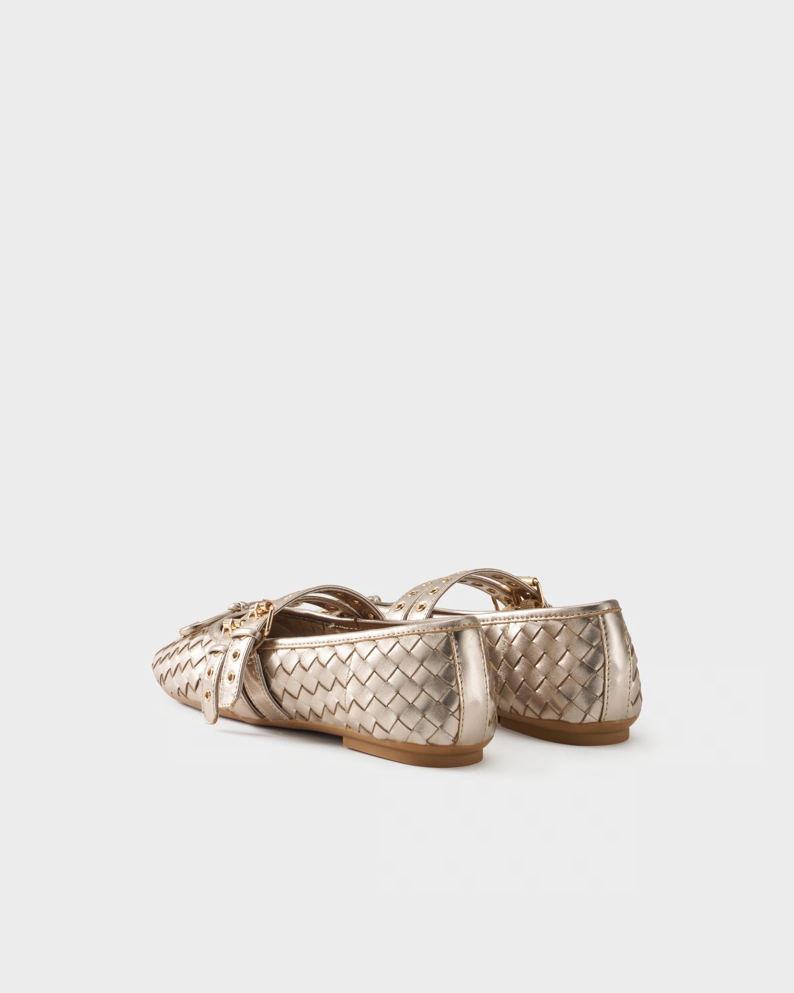 Ballerina in checkerboard woven laminated leather
