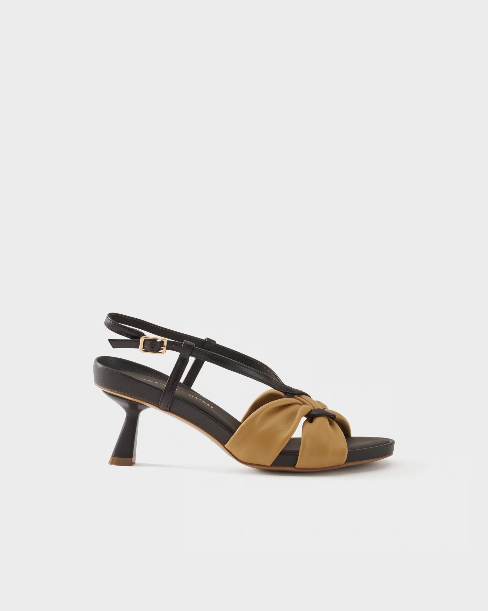 Slingback sandal in two-tone nappa leather with knotted strap