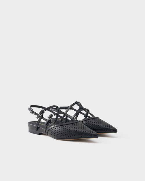 Slingback ballerina in perforated nappa leather