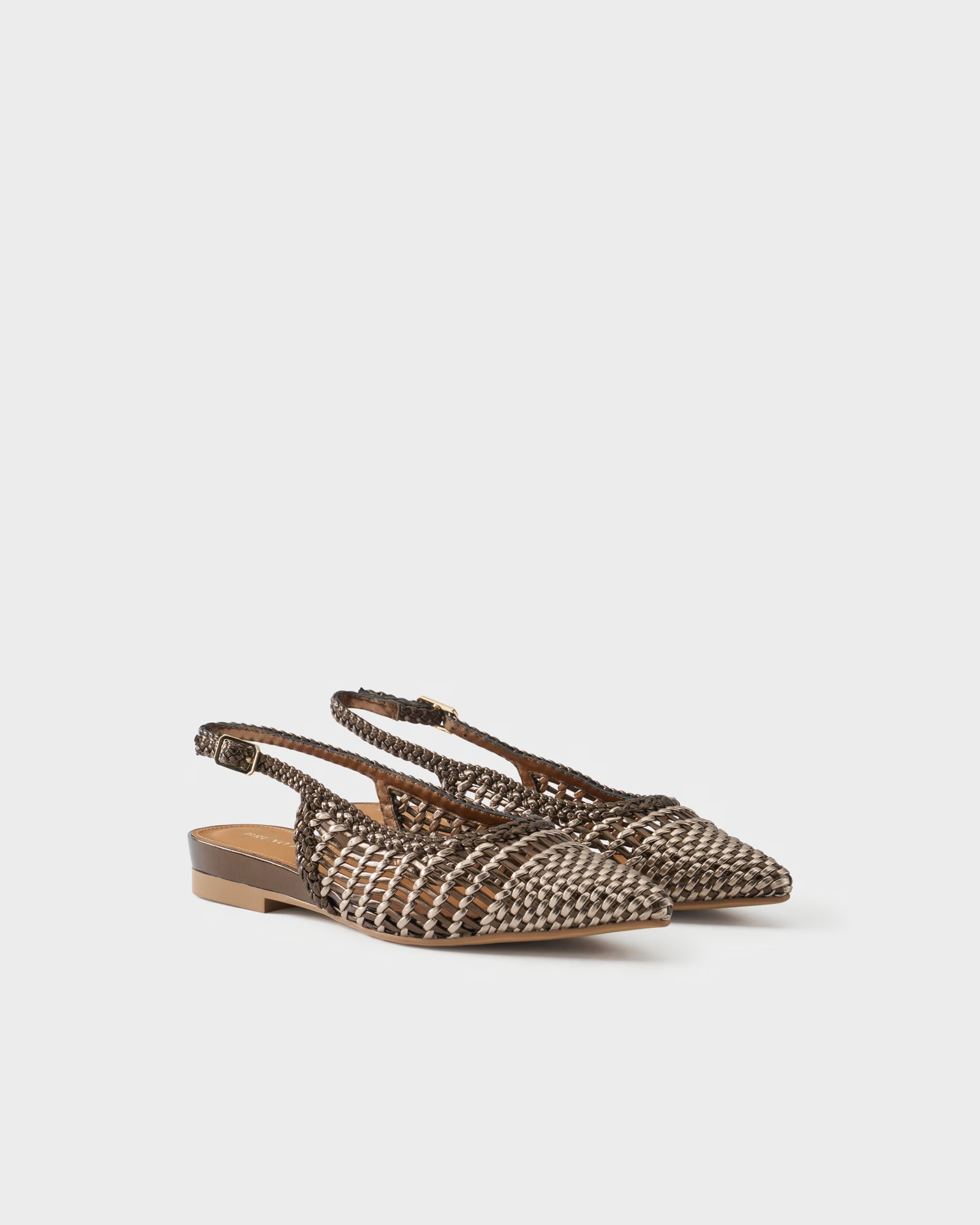 Ballerina slingback a punta con tomaia intrecciata laminata