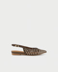 Pointed-toe slingback ballerina with laminated woven upper