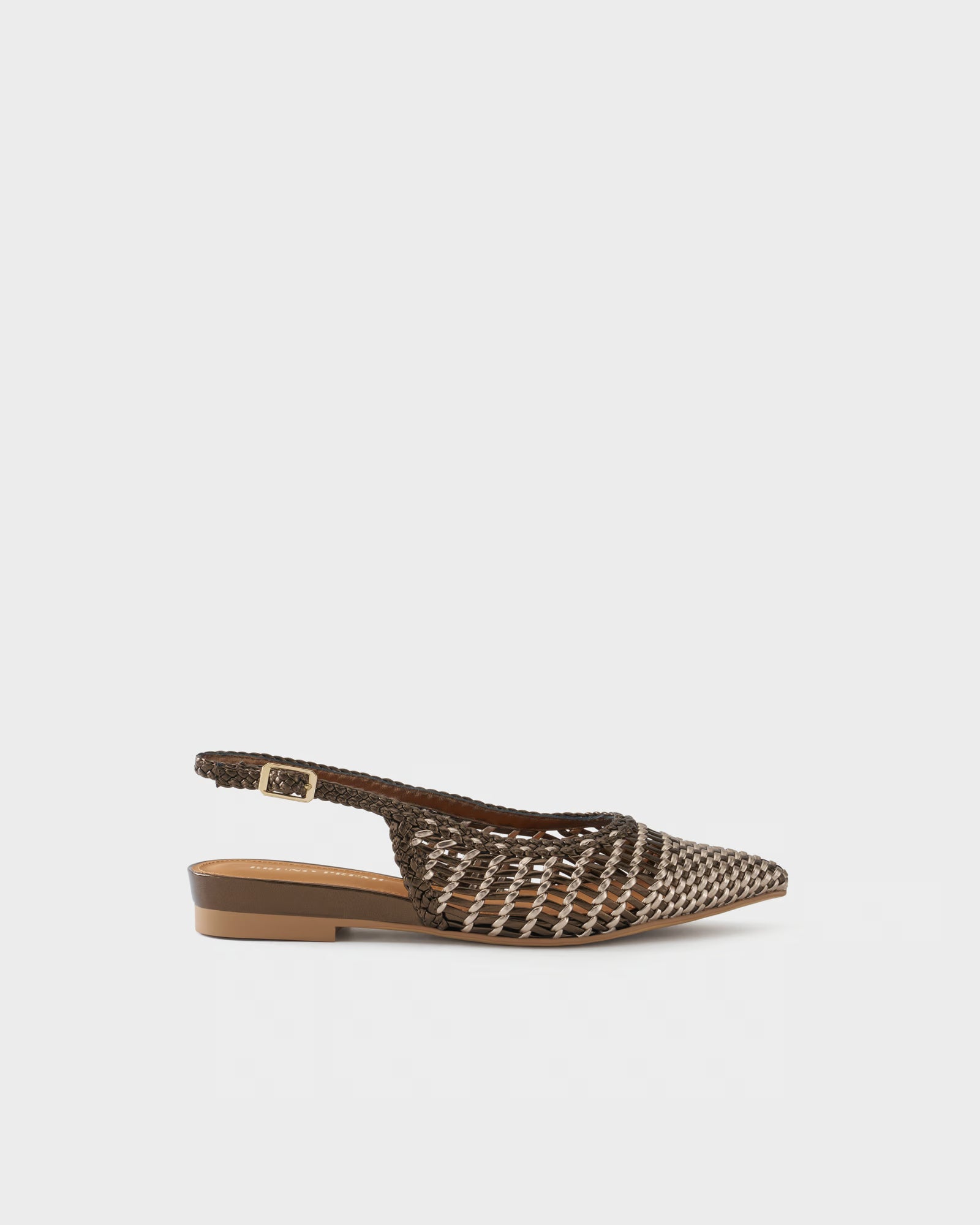 Ballerina slingback a punta con tomaia intrecciata laminata