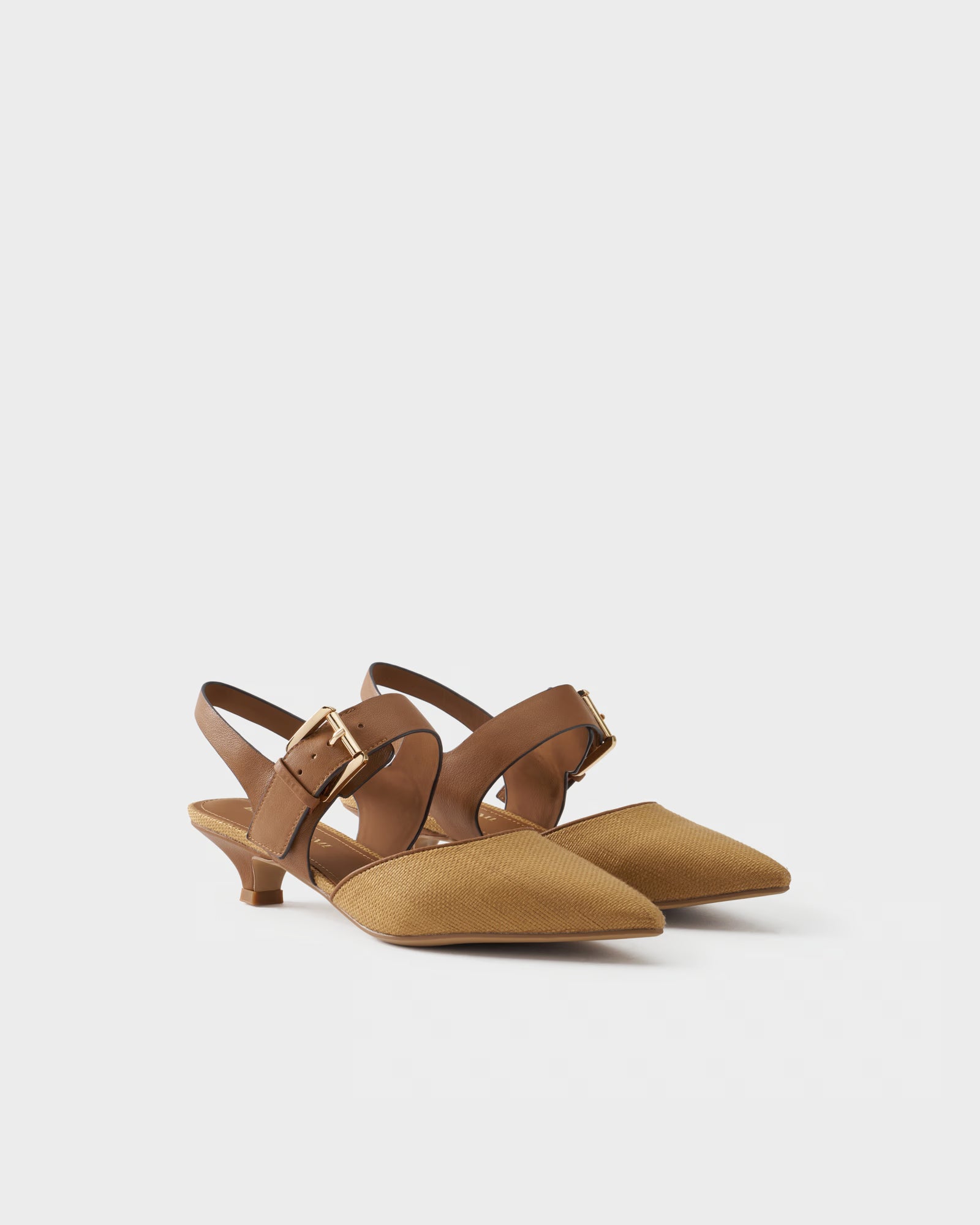 Décolleté slingback in tessuto e pelle