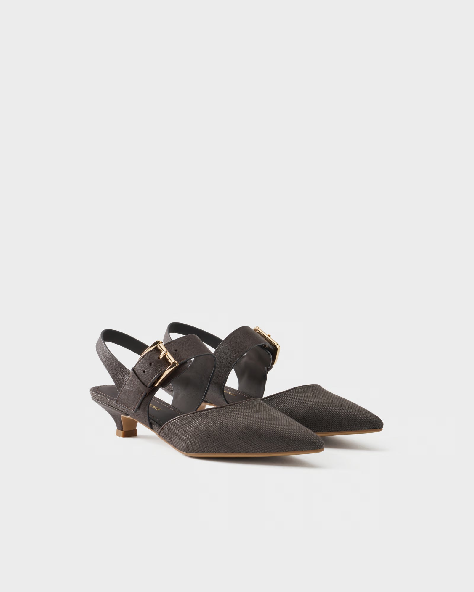 Décolleté slingback in tessuto e pelle
