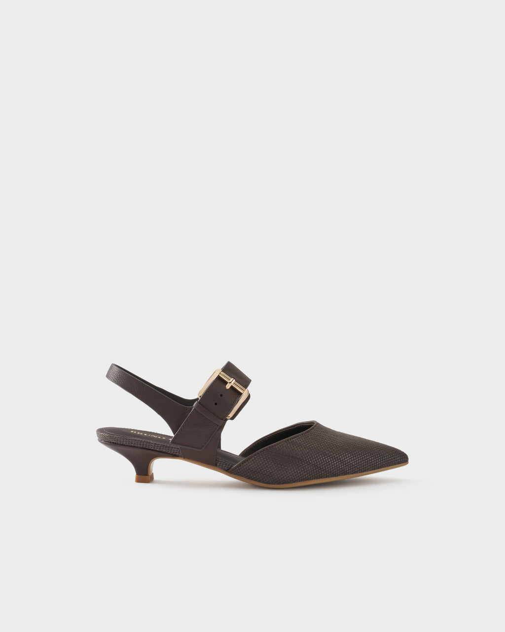 Fabric and leather slingback pumps