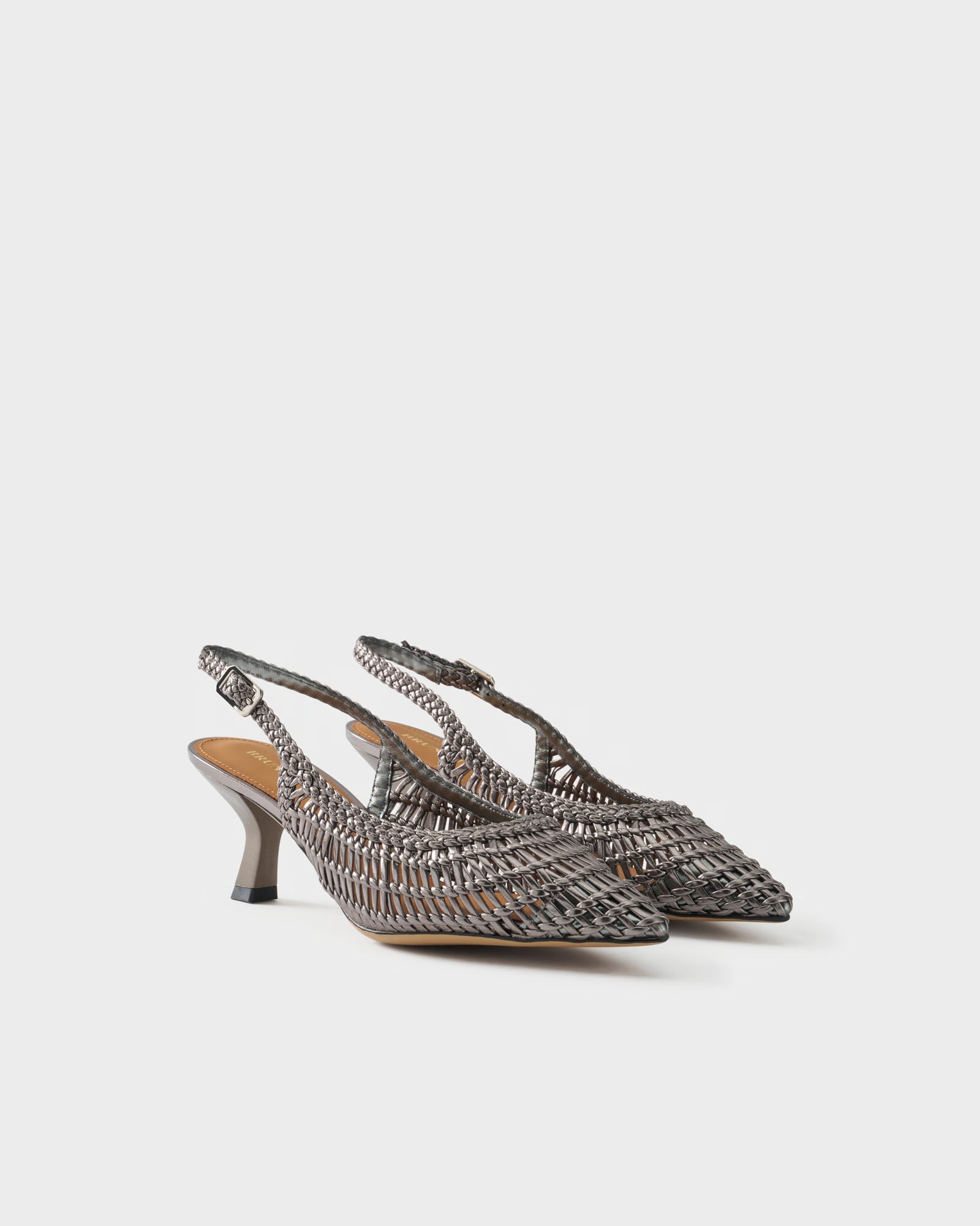 Pointed-toe slingback pump with woven upper