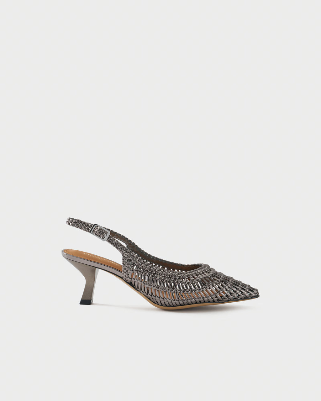 Pointed-toe slingback pump with woven upper