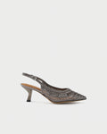 Pointed-toe slingback pump with woven upper