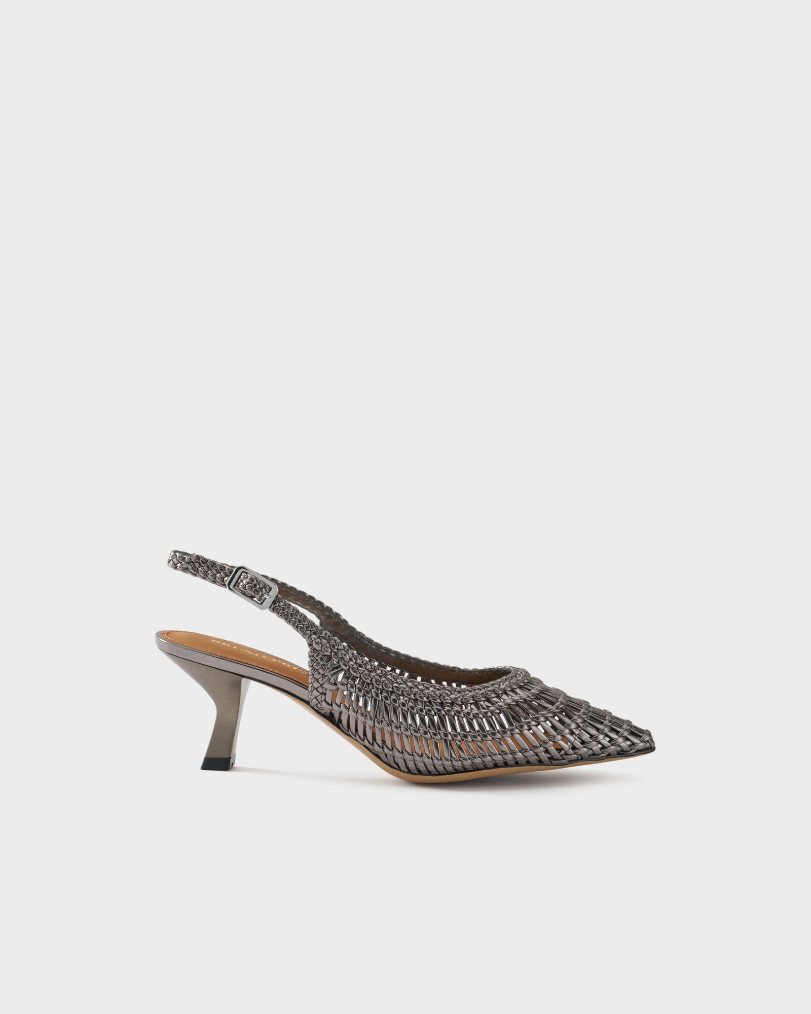 Pointed-toe slingback pump with woven upper