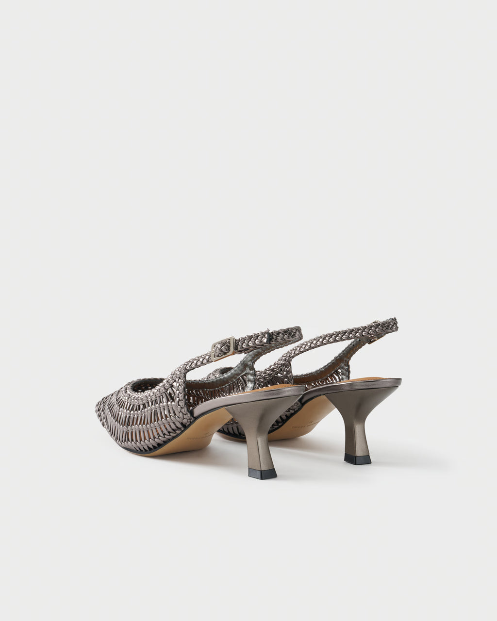 Pointed-toe slingback pump with woven upper