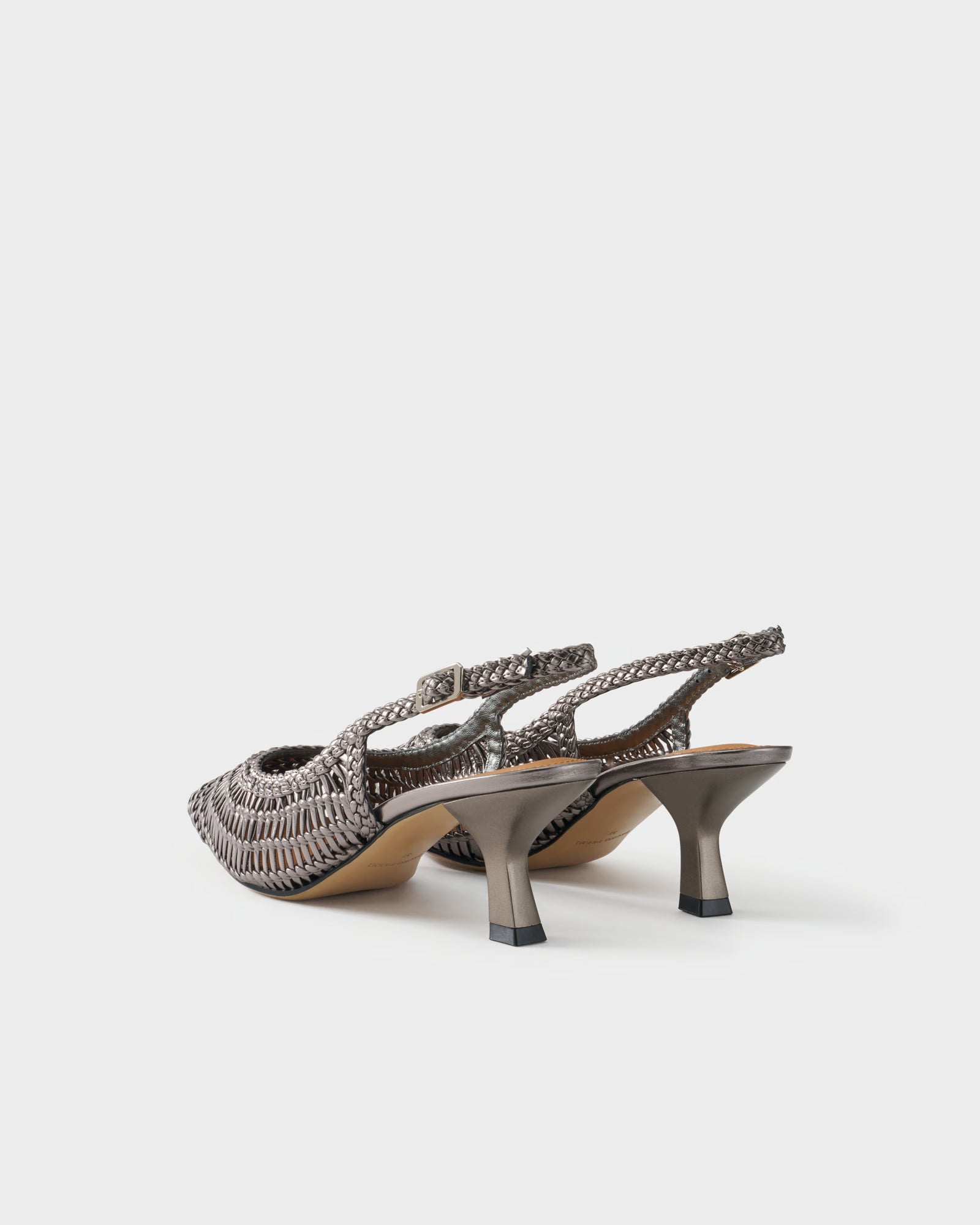 Pointed-toe slingback pump with woven upper
