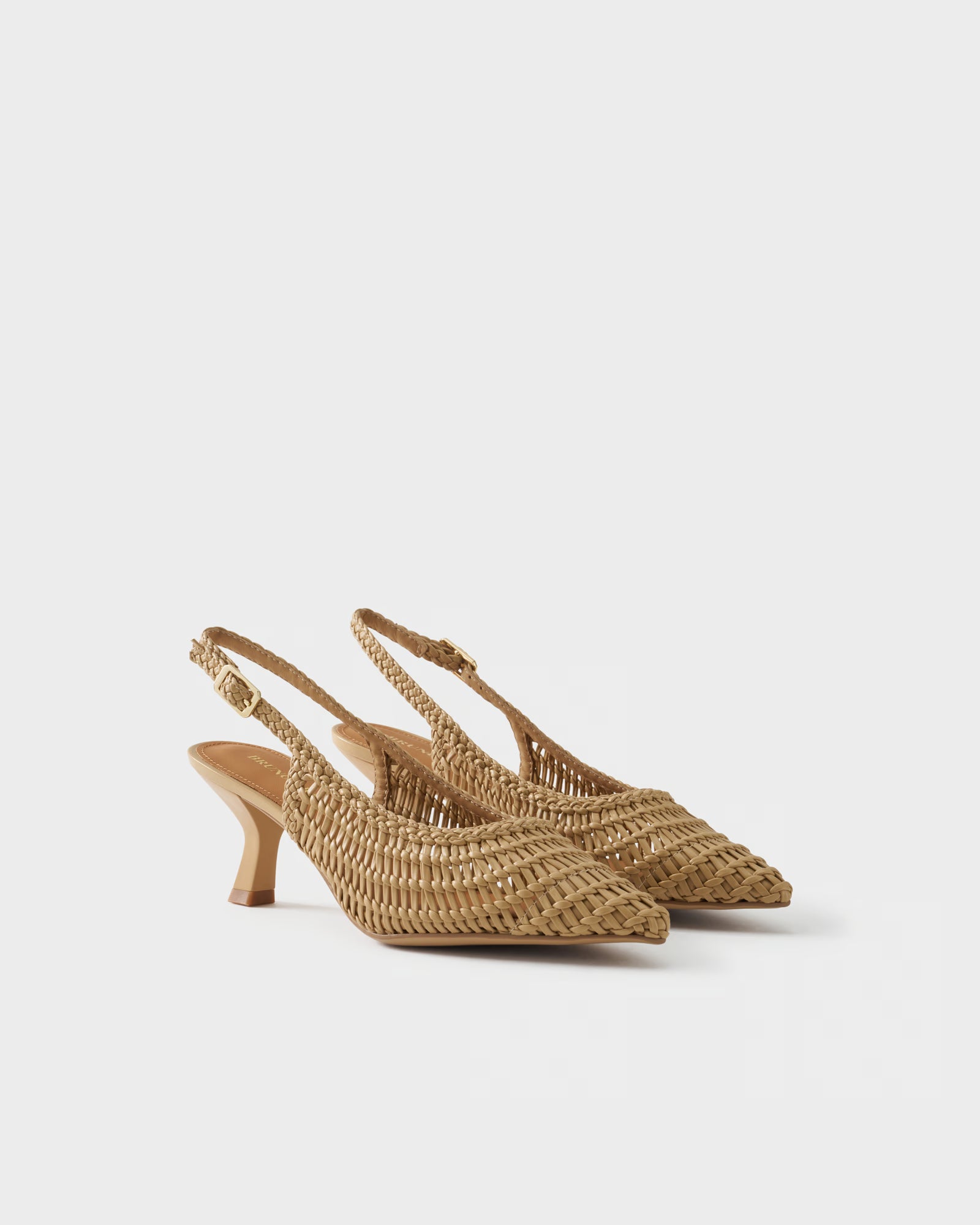 Pointed-toe slingback pump with woven upper