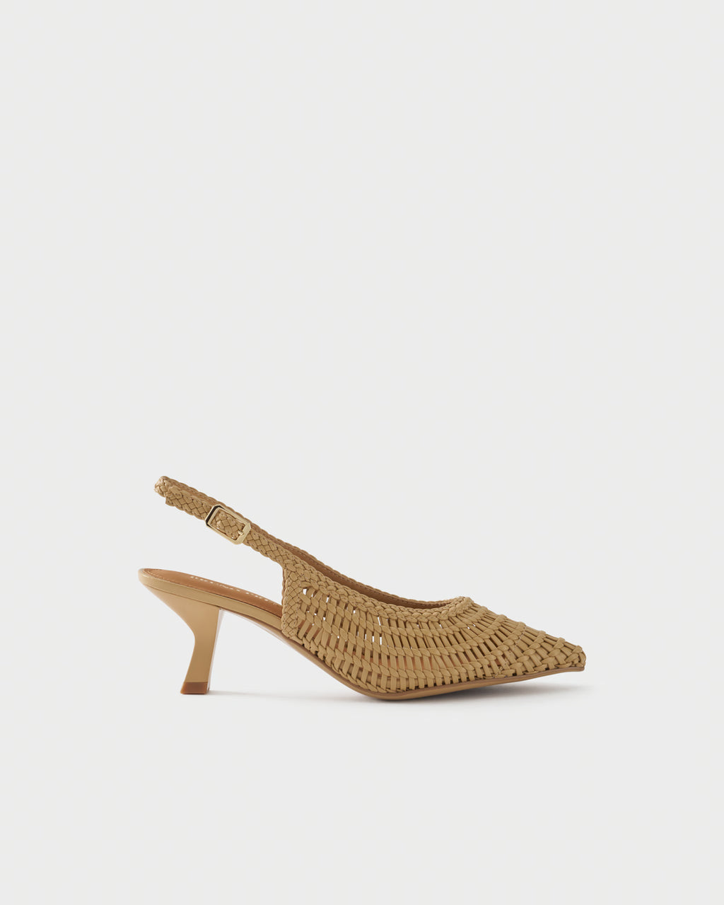 Pointed-toe slingback pump with woven upper