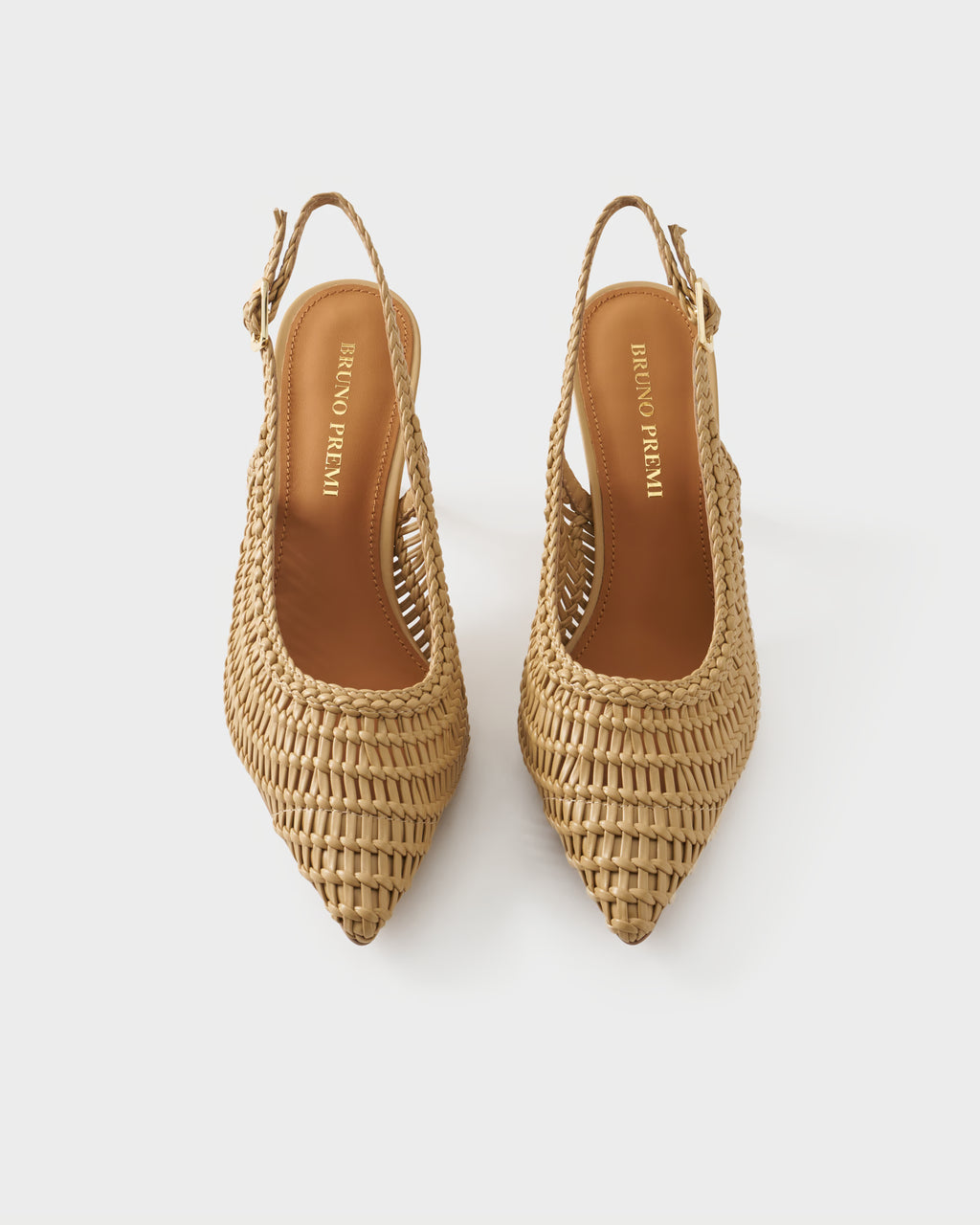 Pointed-toe slingback pump with woven upper