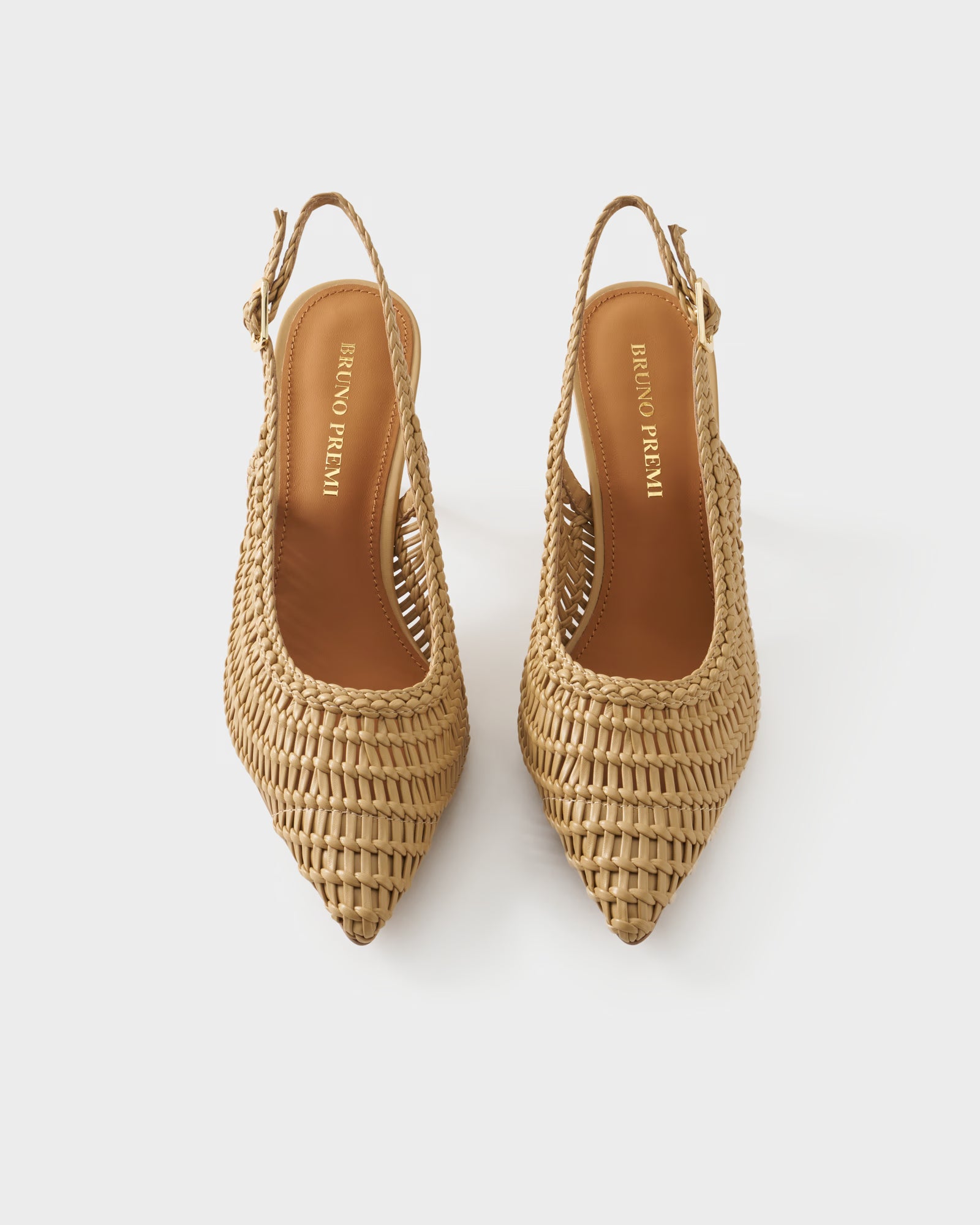 Pointed-toe slingback pump with woven upper