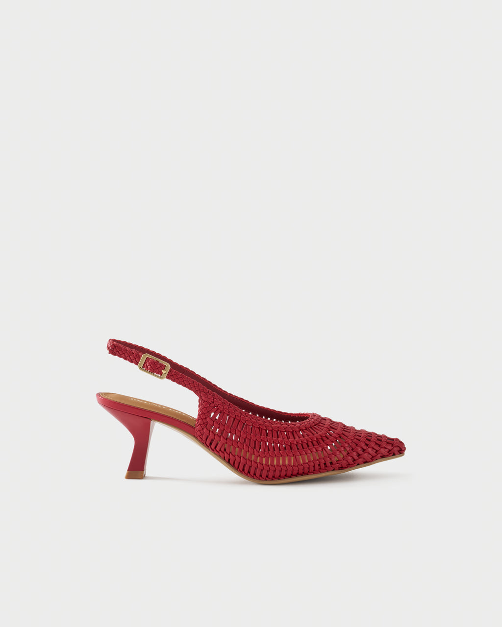 Pointed-toe slingback pump with woven upper