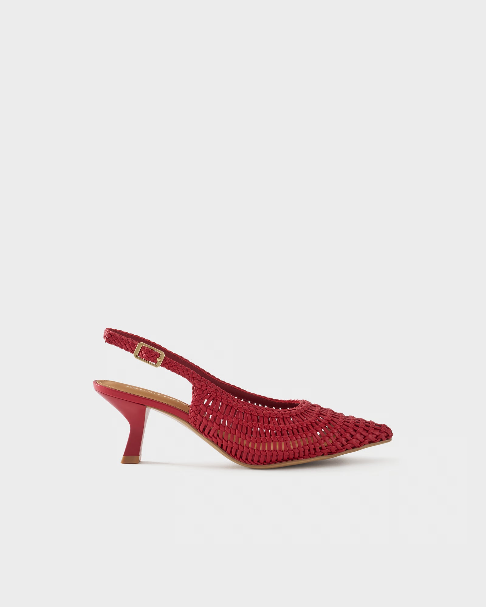Pointed-toe slingback pump with woven upper