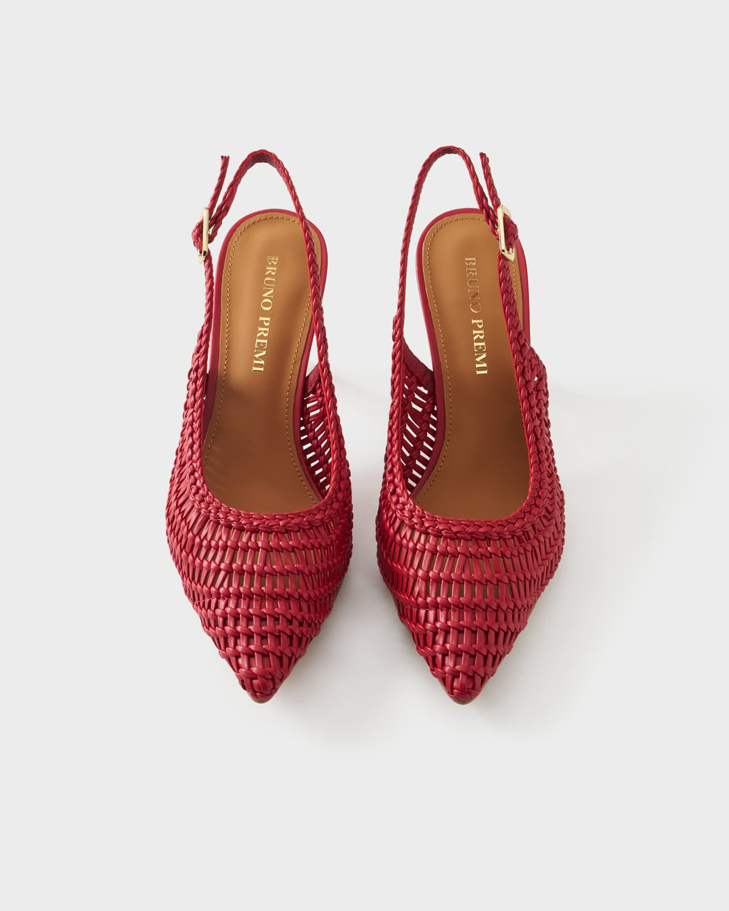 Pointed-toe slingback pump with woven upper