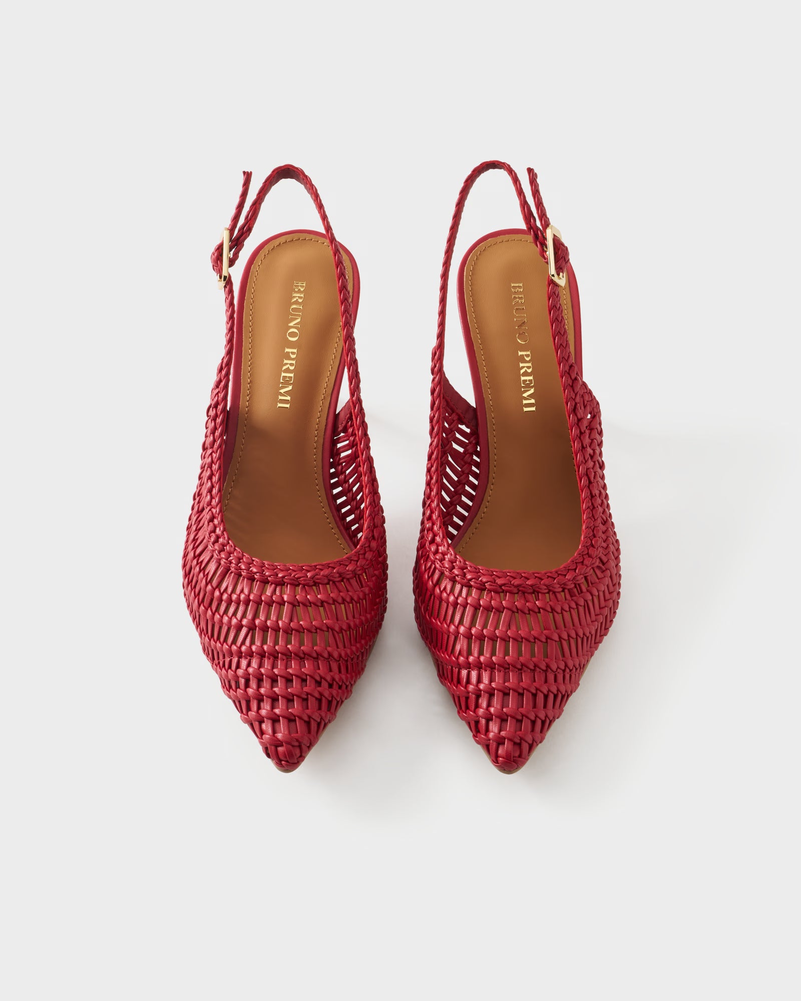 Pointed-toe slingback pump with woven upper