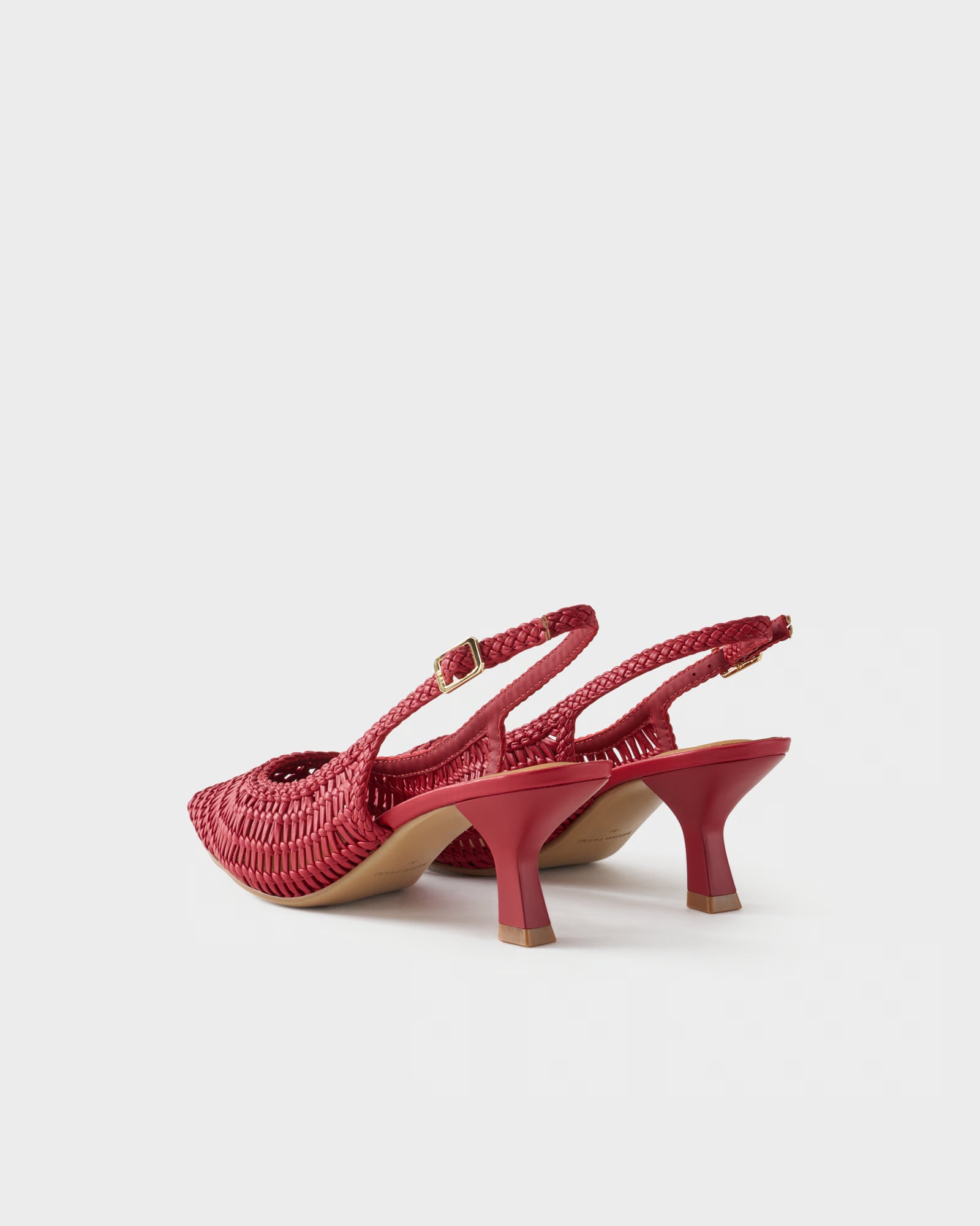 Pointed-toe slingback pump with woven upper