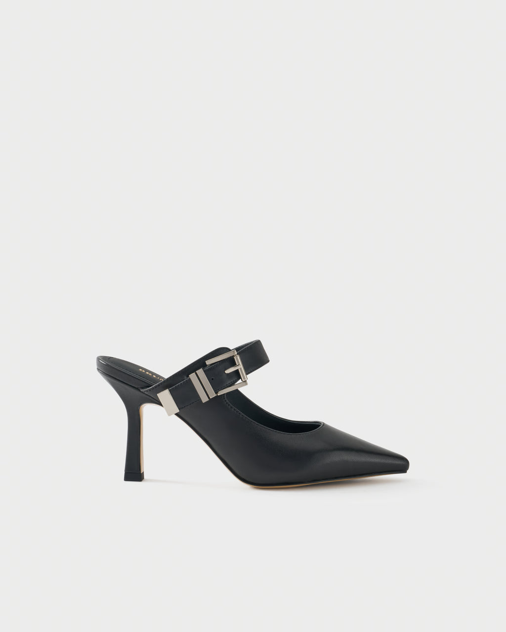 Pointed-toe nappa leather heeled mules