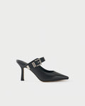 Pointed-toe nappa leather heeled mules