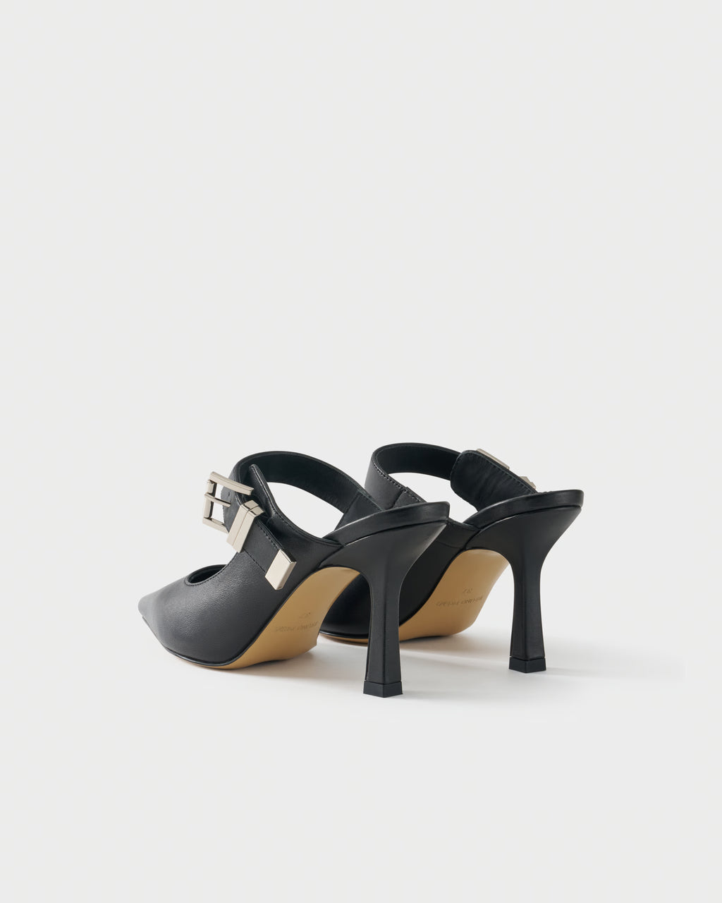 Pointed-toe nappa leather heeled mules