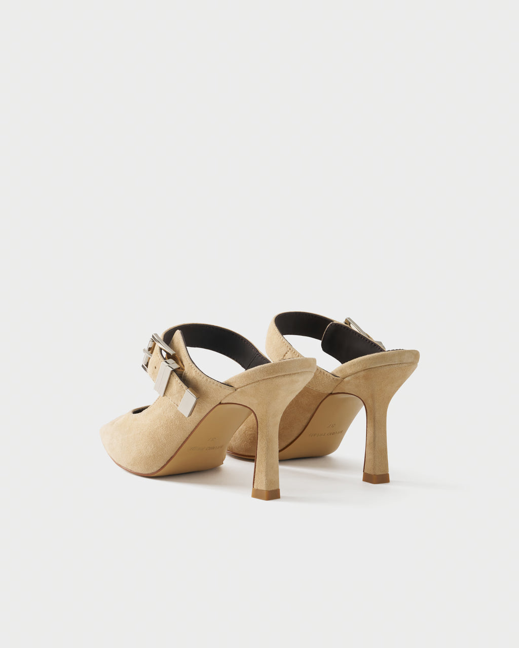 Pointed-toe heeled mule in suede