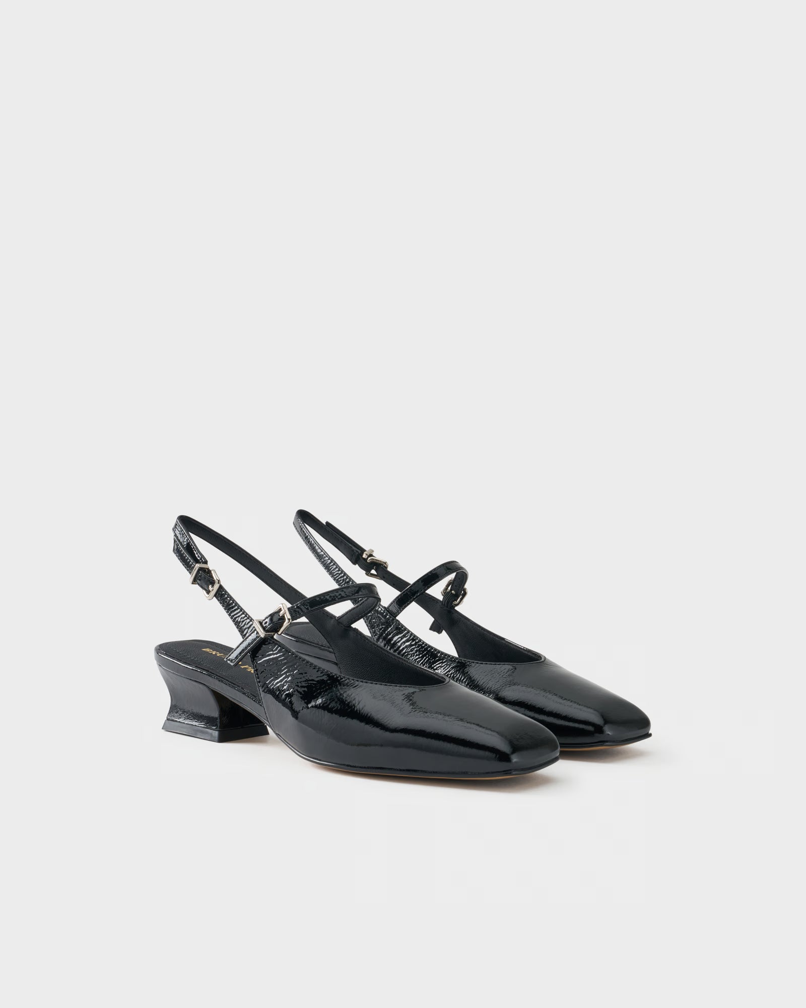 Square-toe slingback pump in patent leather