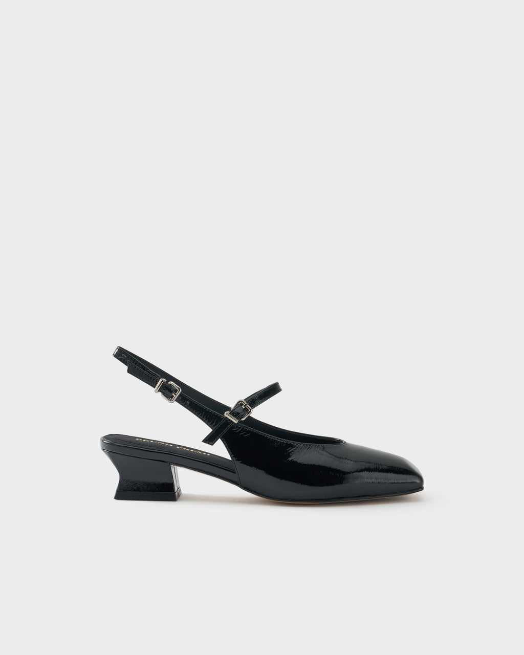 Décolleté slingback a punta quadrata in pelle lucida