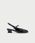 Décolleté slingback a punta quadrata in pelle lucida