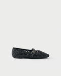 Perforated ballerina in leather