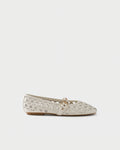 Perforated ballerina in leather