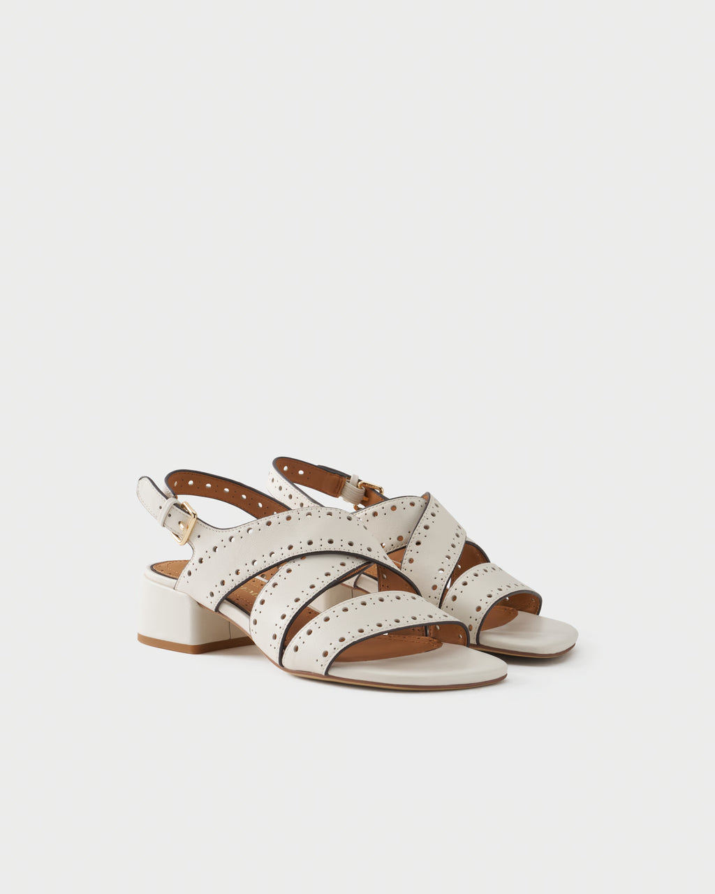 Slingback sandal in leather with crossover straps